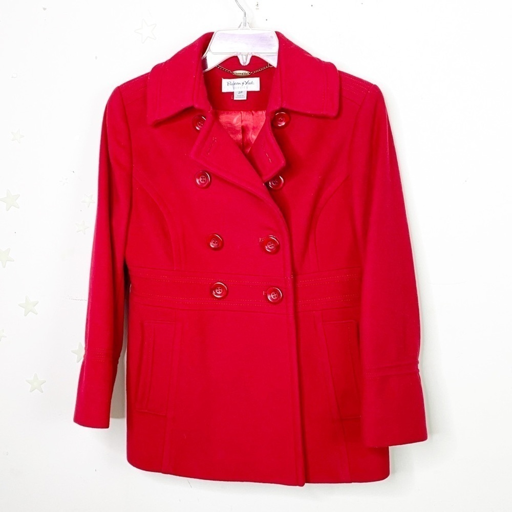 𝅺Preston & York petits red double breasted pea coat